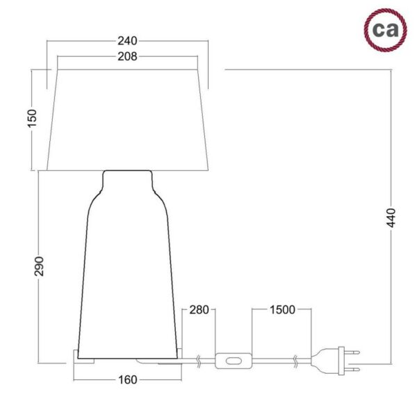 Lampada da Tavolo Bottiglia con paralume Athena (con spina, cavo e interruttore) - immagine 2